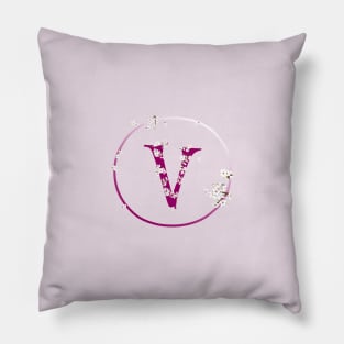 Monogram fairy flowers, letter V Pillow