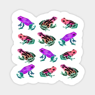 Watercolor Rainbow Poison Dart Frogs - Neon Magnet