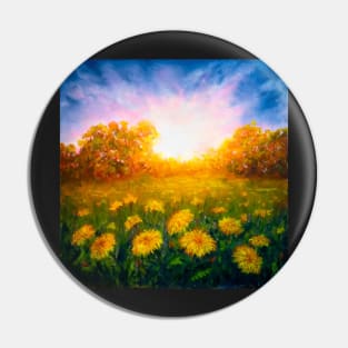 Dandelion field at sunset Pin