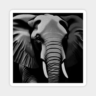 High Contrast Black and White Elephant Digital Portrait (MD23Ar035d) Magnet