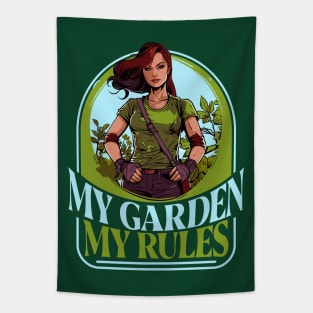 My Garden, My Rules - Retro Style Gardening Enthusiasts Tapestry