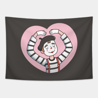 Cute Mime With Love Gesture Tapestry