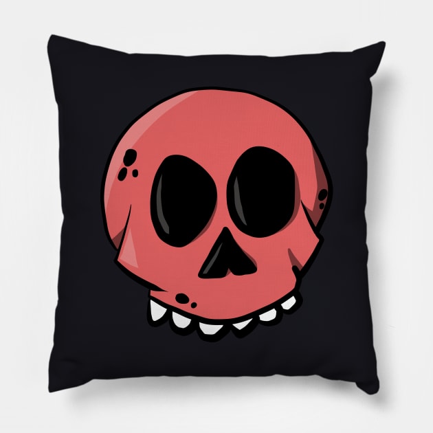 Cartoon Skull red Comic Skeleton Pillow by Foxxy Merch