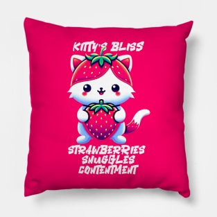 kitty bliss strawberry Pillow