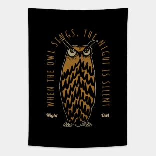 Vintage Owl in the Silent Night Tapestry