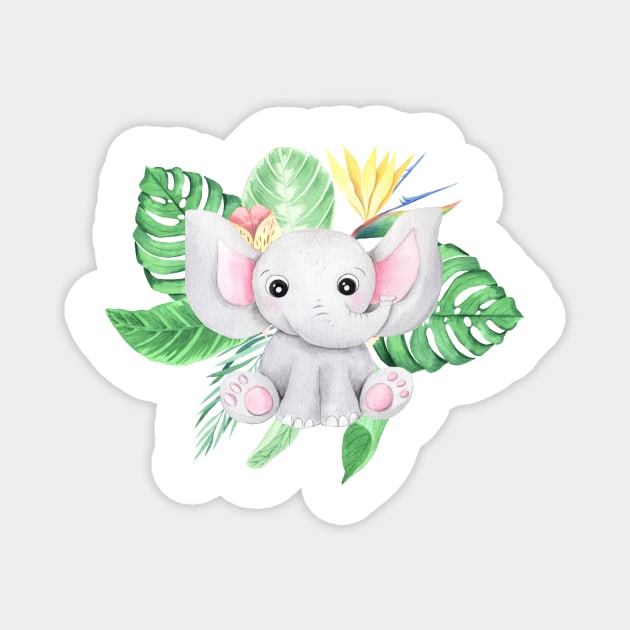 Cute Baby Elephant Magnet by FunnyMoonCosmic