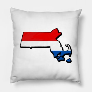 Red, White, and Blue Massachusetts Outline Pillow