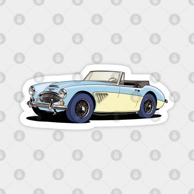 Austin-Healey 3000 in blue and cream Magnet by Webazoot