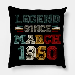 63 Years Old Legend Since March 1960 63rd Birthday Pillow