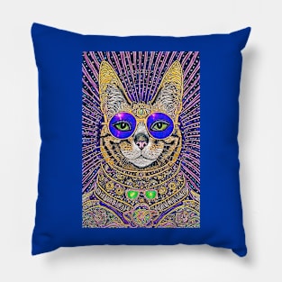 Cosmos Cat Wearing Sunglasses-Ultraviolet! Pillow