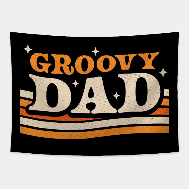 Groovy Dad 1970's Hippie Retro Vintage Fathers Day Tapestry by OrangeMonkeyArt