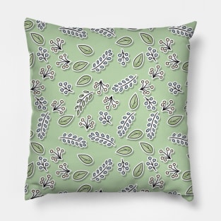 Leaves and Twigs Green Pattern Pillow