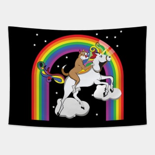 pitbull riding unicorn rainbow shirt Tapestry