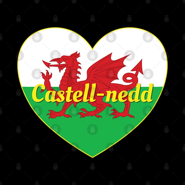 Castell-nedd Cymru UK Baner Cymru Calon by DPattonPD