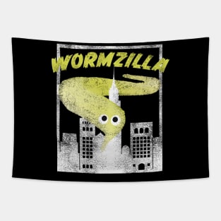 Yellow Worm On A String Meme Wormzilla Retro Japanese Style Tapestry