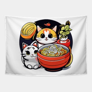 Ramen And Cats Fan Ramen Noodles Noodle Soup Tapestry