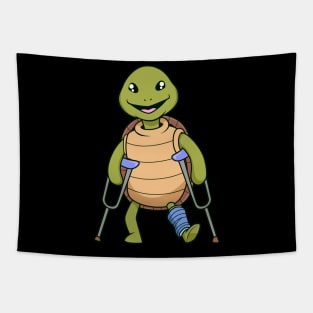 On crutches - cartoon turtle Tapestry