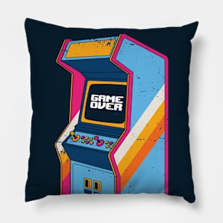 Game Over Retro Arcade Video Game Grunge Cartoon Pillow