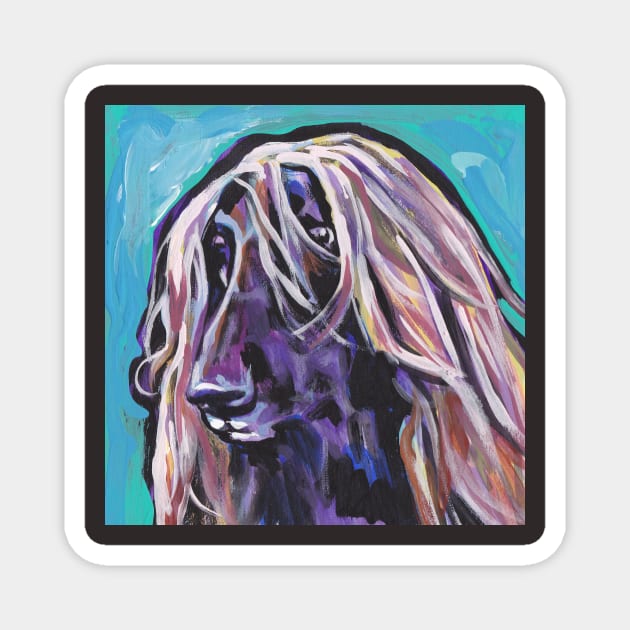 Afghan Hound Dog Bright colorful pop dog art Magnet by bentnotbroken11