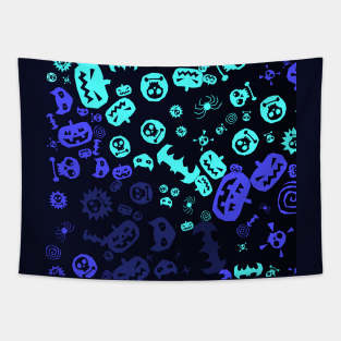 Halloween Pattern Art Design Blue Tapestry