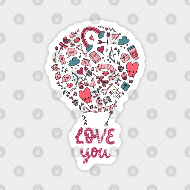 Love you doodles Magnet by Mako Design 