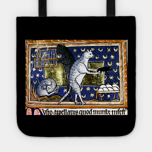 Medieval Funny Cat Art Painting Shirt Weird Cat Art Gift Tote