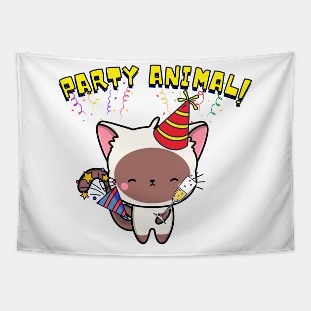 Party Animal White Cat Tapestry by Pet Station