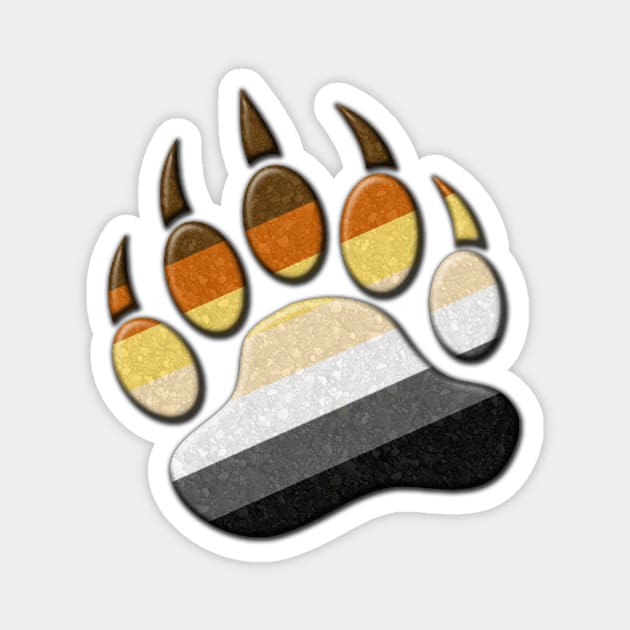 Gay Bear Pride Flag Colored Paw Symbol Magnet by LiveLoudGraphics