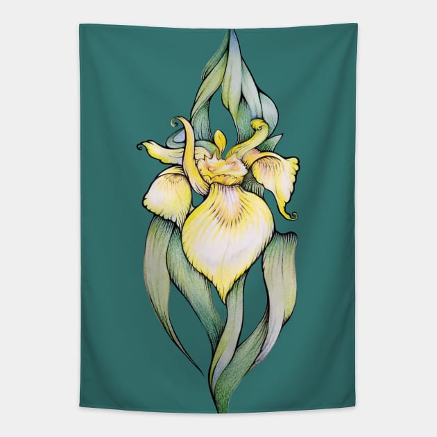 Yellow Iris Flower Tapestry by Yulla