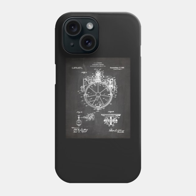 Gyrocompass Patent - Sailor Sailing Boat Lake House Art - Black Chalkboard Phone Case by patentpress