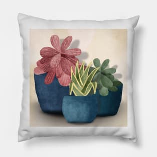 House Plants Watercolor Design Pillow