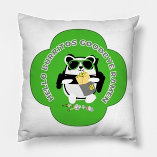 Hello Burritos Crazy Panda By Abby Anime(c)(Green) Pillow