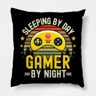 Sleeping Lover by Day Gamer By Night For Gamers Pillow