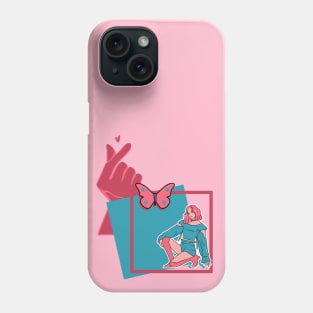 Cute Stylish girl, Anime & Manga style, Pink butterfly Phone Case