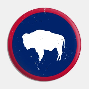 Retro Wyoming State Flag // Vintage Wyoming Grunge Emblem Pin