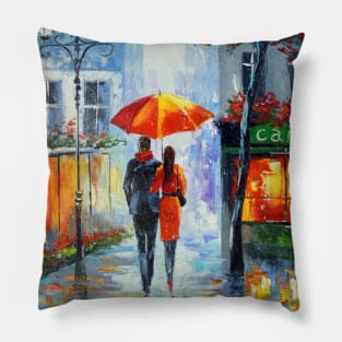 Romantic walk around the city Pillow