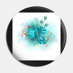 Three Turquoise Roses Pin