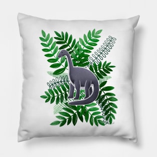 Dinosaur & Leaves - Jungle Green Pillow