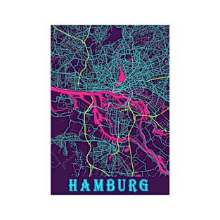 Hamburg Neon City Map T-Shirt