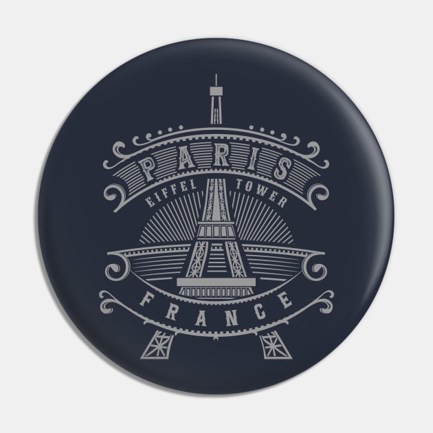 Paris France Eiffel Tower Vintage Pin by Designkix