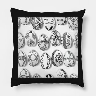 polish easter eggs black and white pisanki Pillow