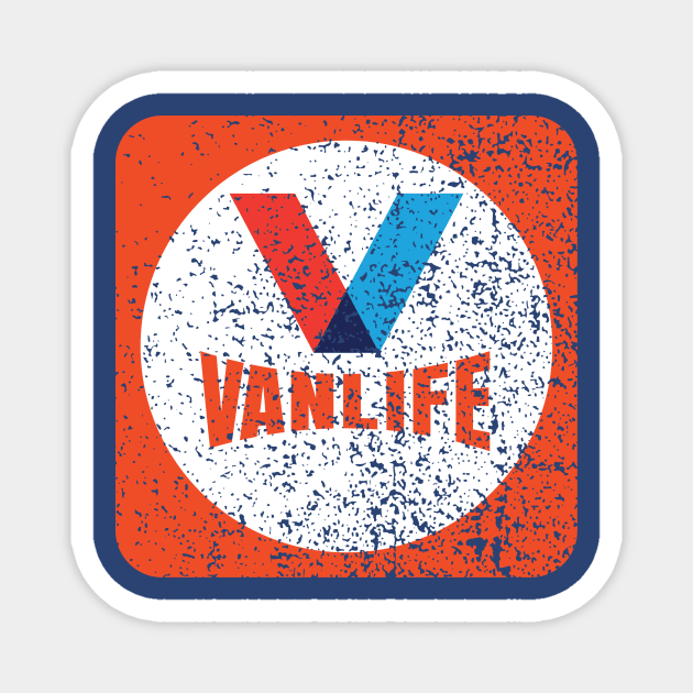 Vanlife Vintage logo, distressed Magnet by CampWestfalia