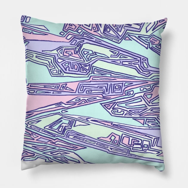 Trippy 90s Maze Line Pattern Pillow by michelletabares