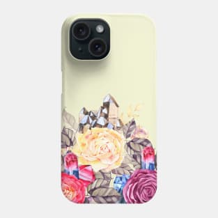 Roses and Crystal Gem Stones Watercolor Art Phone Case