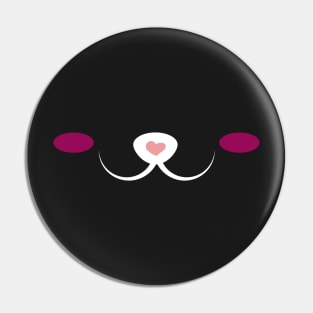 Cute Shy cat Face With Pink Heart Nose Pin