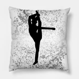 Cheer Silhouette on Silver Flake Design Pillow