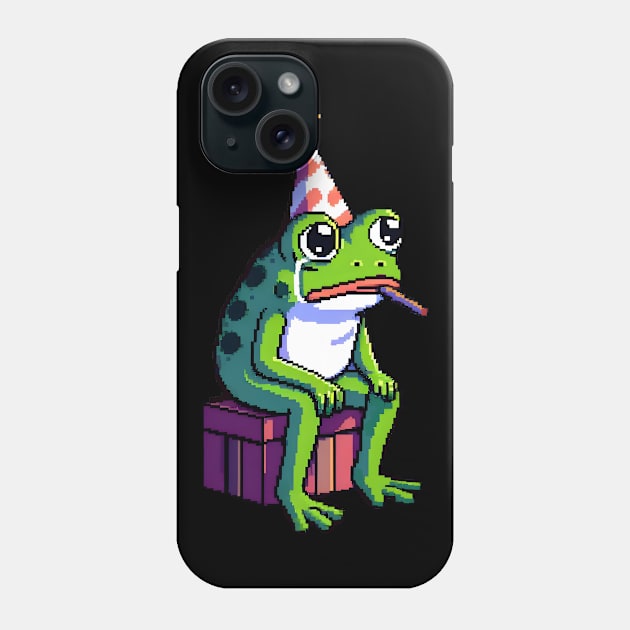 Sad frog meme Happy Birthday 8 bit pixel Phone Case by beangeerie