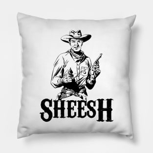 Sheesh Cowboy Black Print Pillow