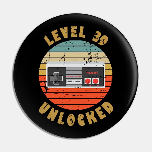 Level 39 Unlocked 39th Birthday Gift For Men Women Pin by RW