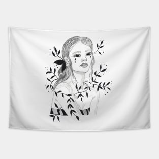 Crying floral girl Tapestry